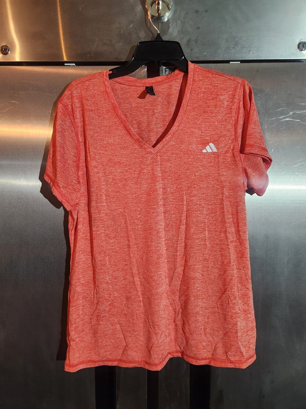 Adidas V-Neck Athletic T-Shirt Coral Heather Womens Size XL